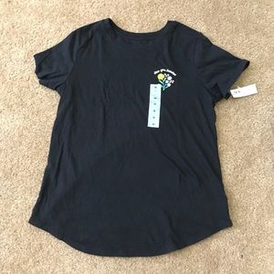 Black shirt w/ embroidered flowers